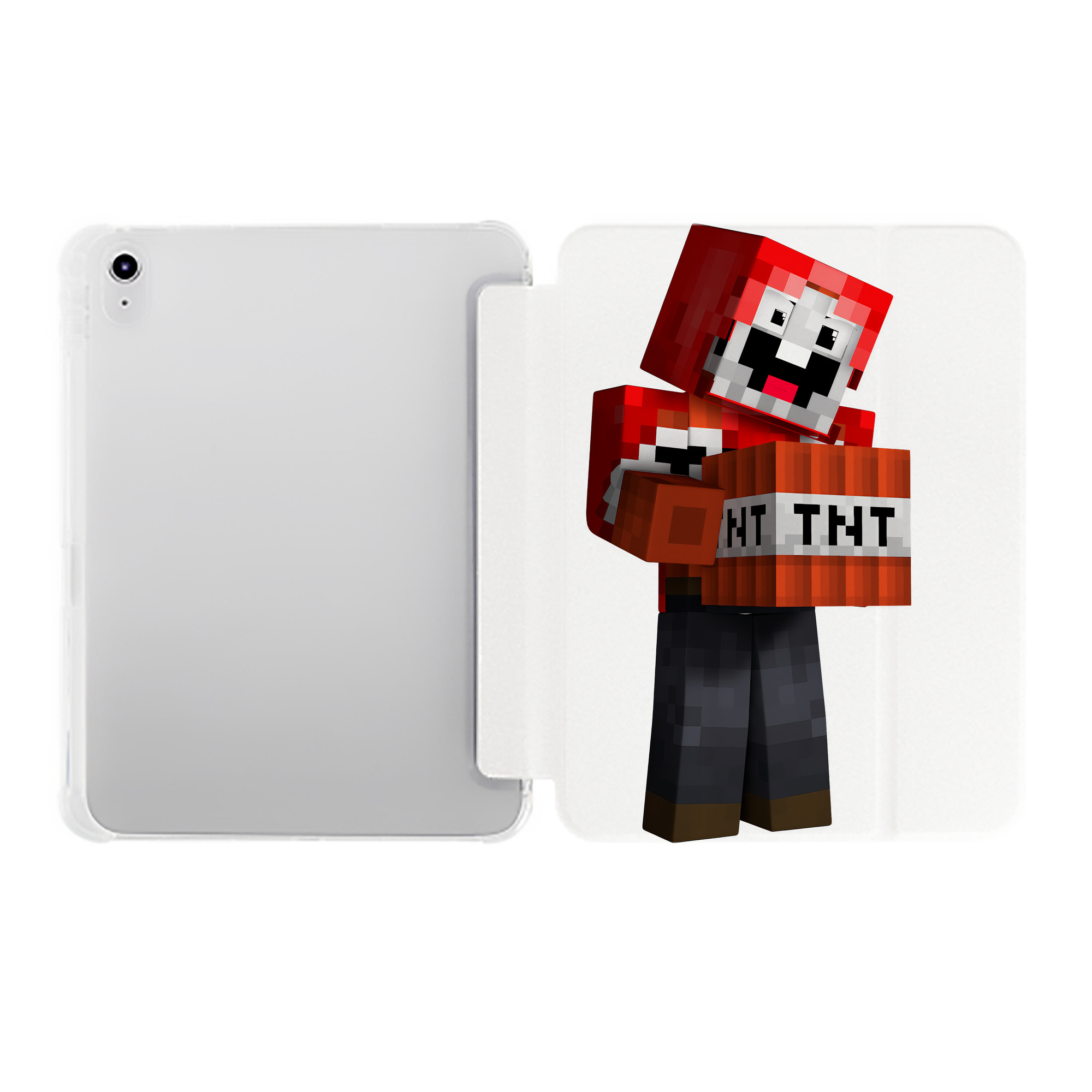 （画像用） マインクラフト ブロックの世界 Minecraft MC Block world IPad ケース ペン収納付き 三つ折りスタンド PUレザー×シリコン 対応機種9.5/10.5/10.9インチ